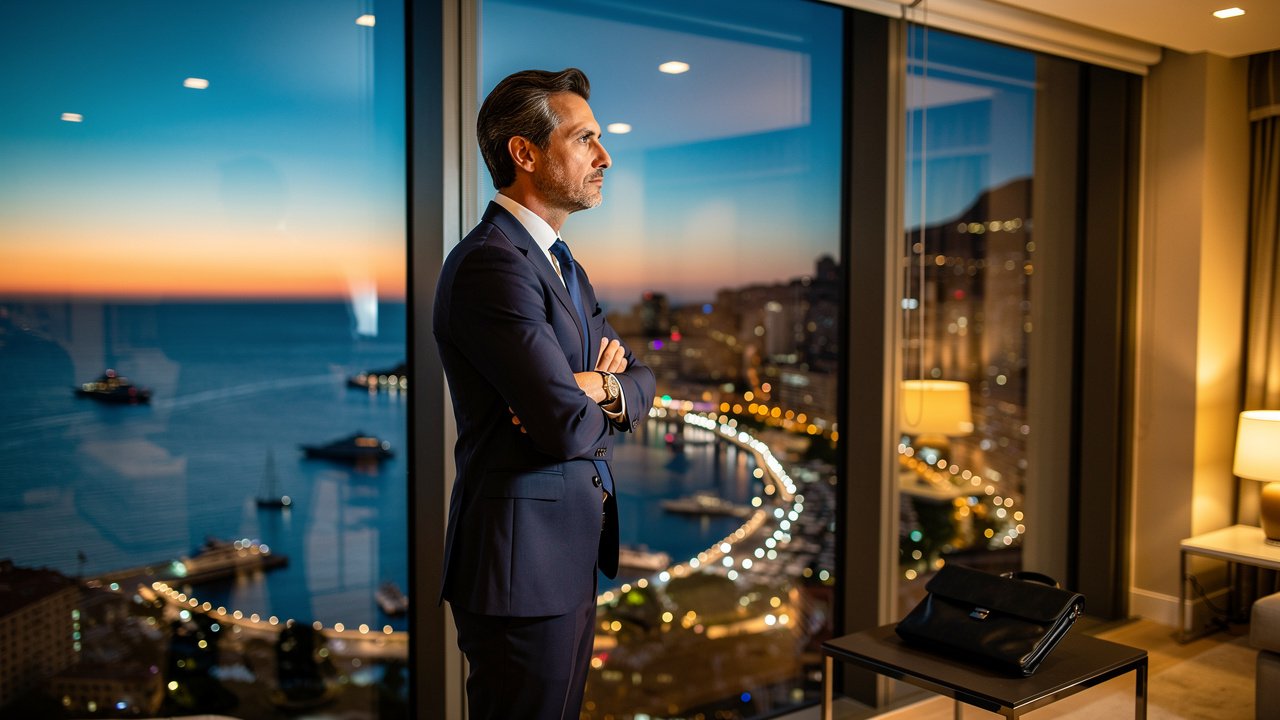 European investor planning secure co-investment strategy with Monaco skyline