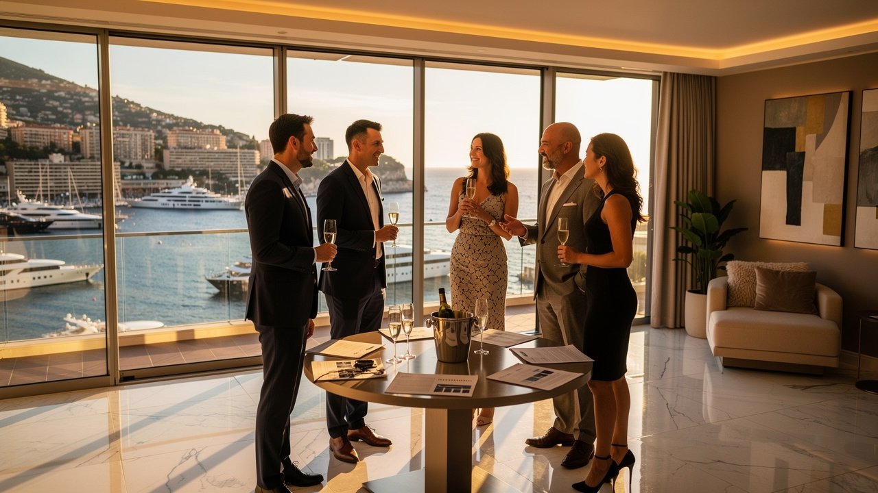 Monaco Business Angels investors and founders in a harbor-view lounge