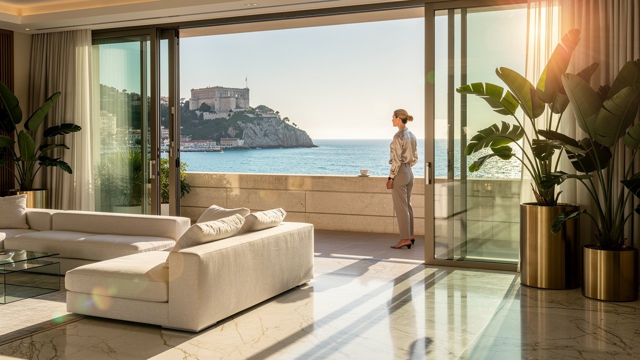 Luxury Monaco apartment with terrace overlooking Mediterranean Sea for residency