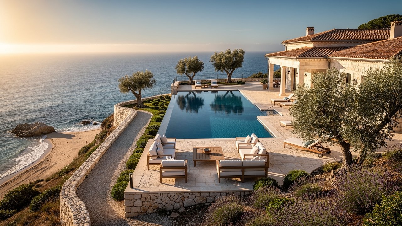 Luxury St. Tropez villa with infinity pool overlooking the Mediterranean