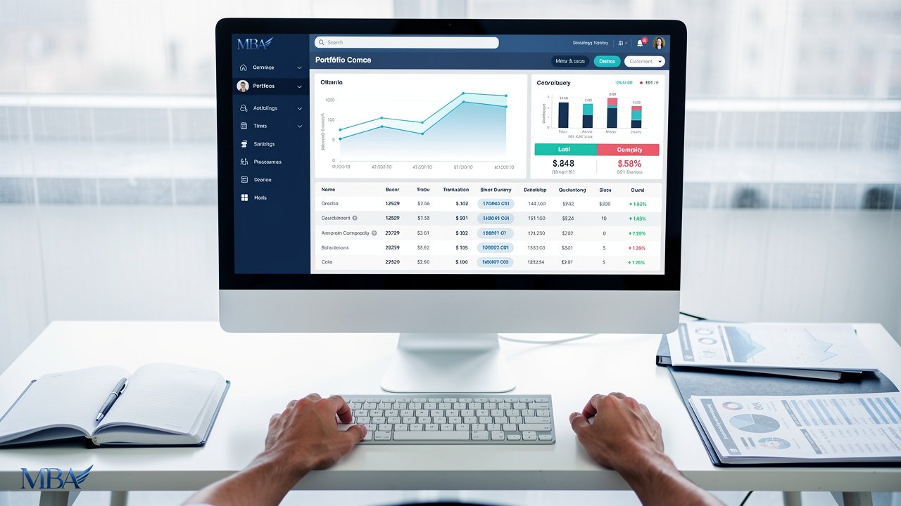 Digital investment portfolio tracking with diversification metrics and performance data