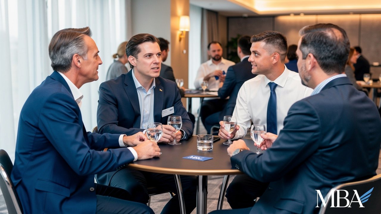 Professional networking event with diverse investors connecting