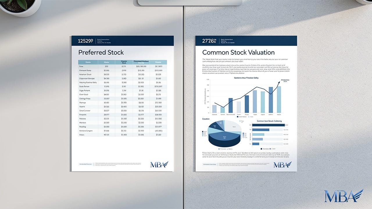 Visual comparison of preferred stock versus common stock valuations
